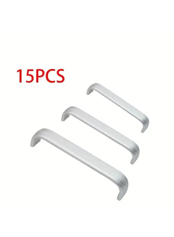 15Pcs Silvery Drawer Handles 9 6cm Hole Spacing Stainless Steel Cabinet Pulls Easy Installation - Image 1